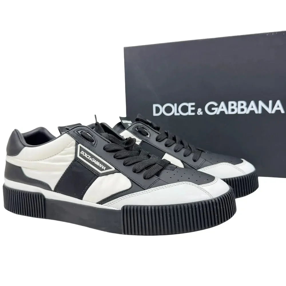 Dolce & Gabbana Miami Leather Low Top Sneakers Black Size 10 - Picture 2 of 10